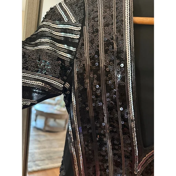 EXPRESS Black Silver Sequin Mini Dress XSP - Picture 4 of 7